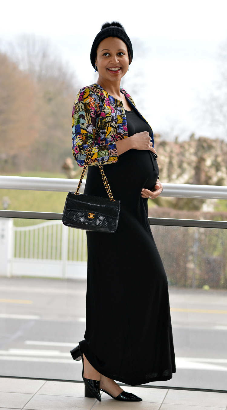 black maternity maxi dress